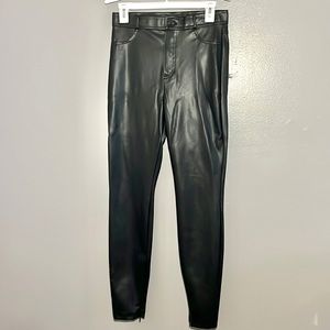 ZARA faux leather pants with zippered ankle.